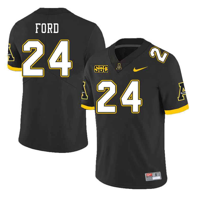 Men #24 Scoobie Ford Appalachian State Mountaineers College Football Jerseys Stitched Sale-Black